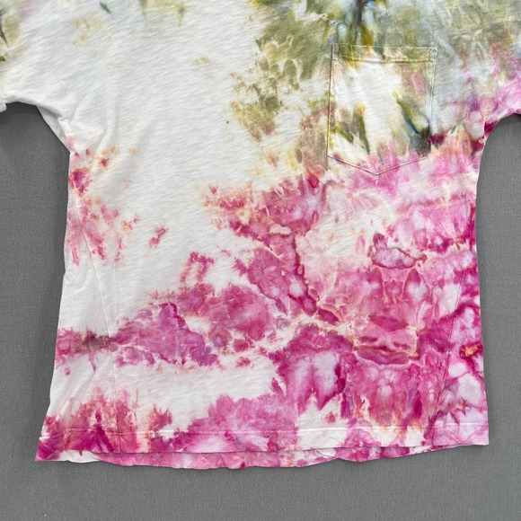 EVERLANE T-shirt Womens Small White Multicolor Hand Dyed Upcycled Cuffed Crew - Picture 5 of 14